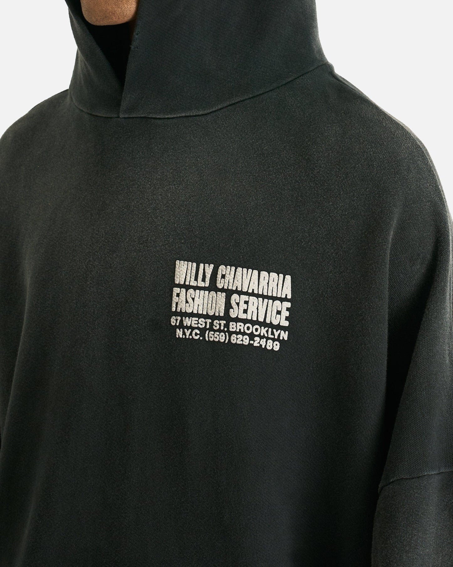 Willy Chavarria Men's Sweatshirts Fashion Services Hooligan Hoodie in Black