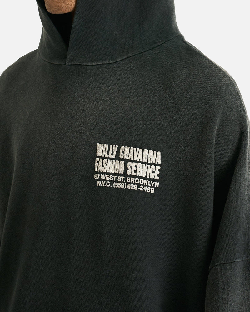 Willy Chavarria Men's Sweatshirts Fashion Services Hooligan Hoodie in Black