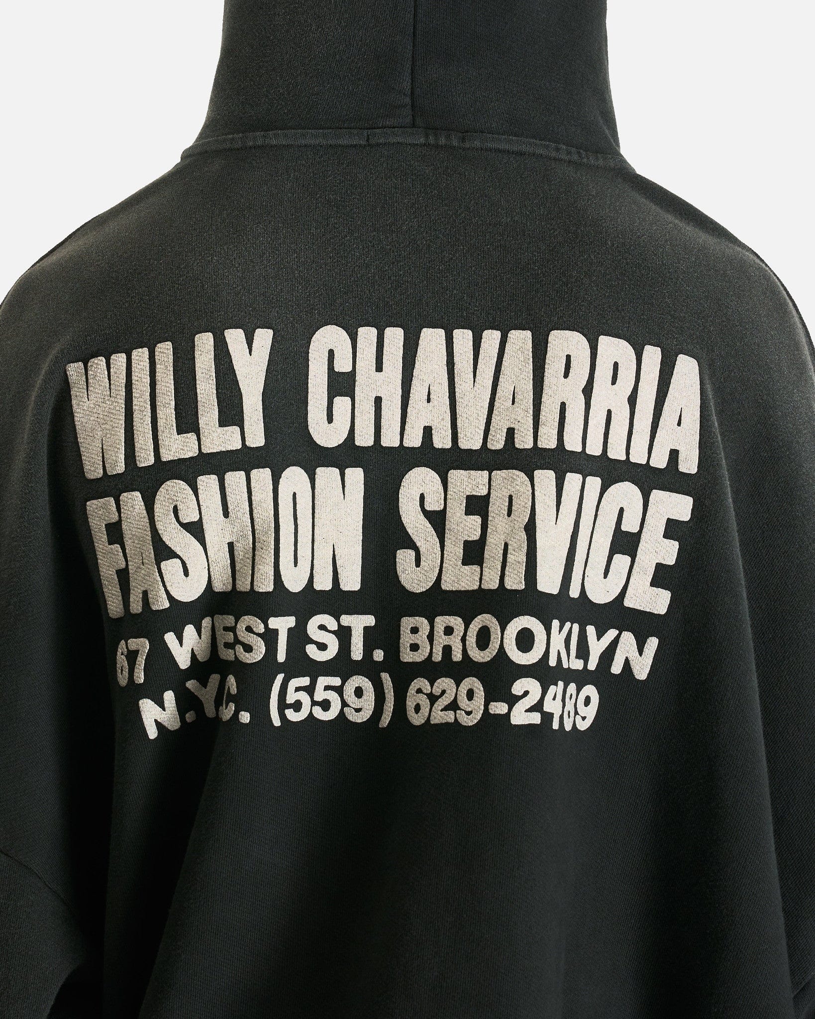 Willy Chavarria Men's Sweatshirts Fashion Services Hooligan Hoodie in Black
