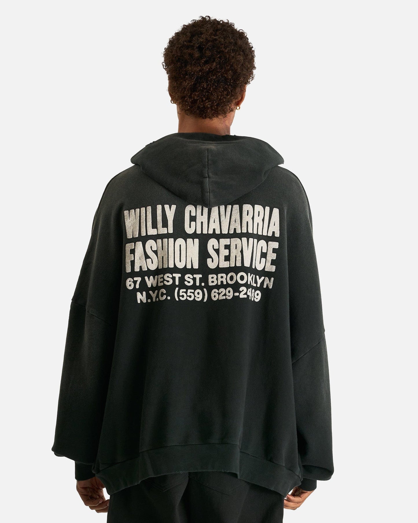 Willy Chavarria Men's Sweatshirts Fashion Services Hooligan Hoodie in Black