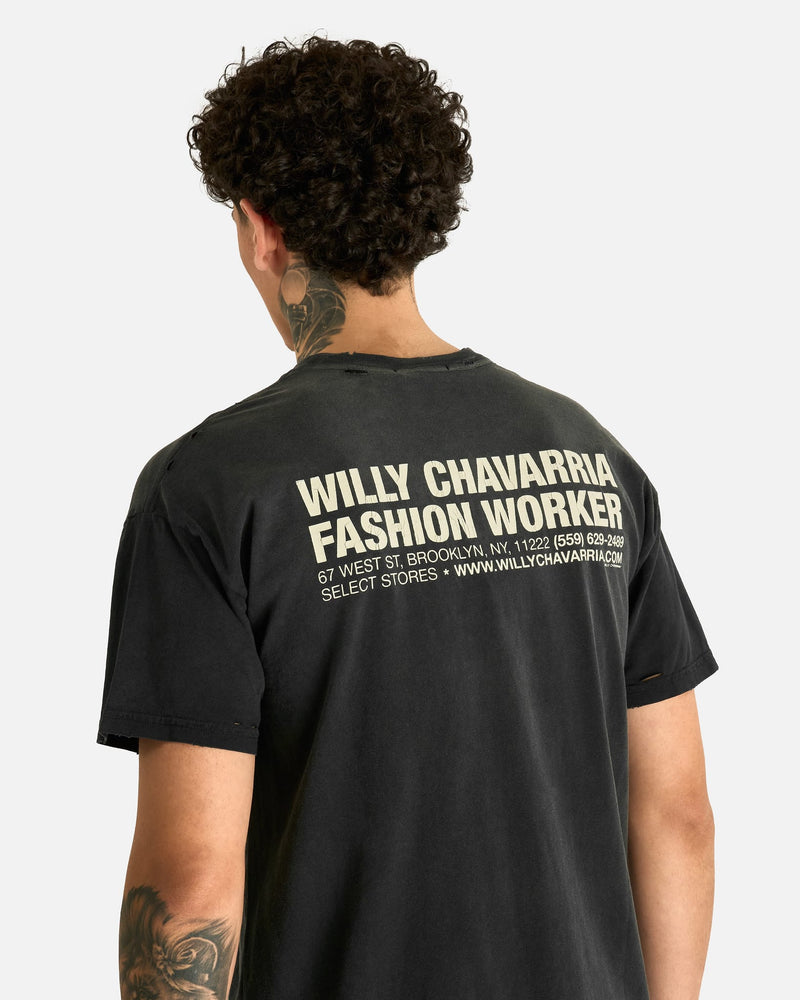 Willy Chavarria Men's T-shirts Fashion Worker Easy Tee in Black