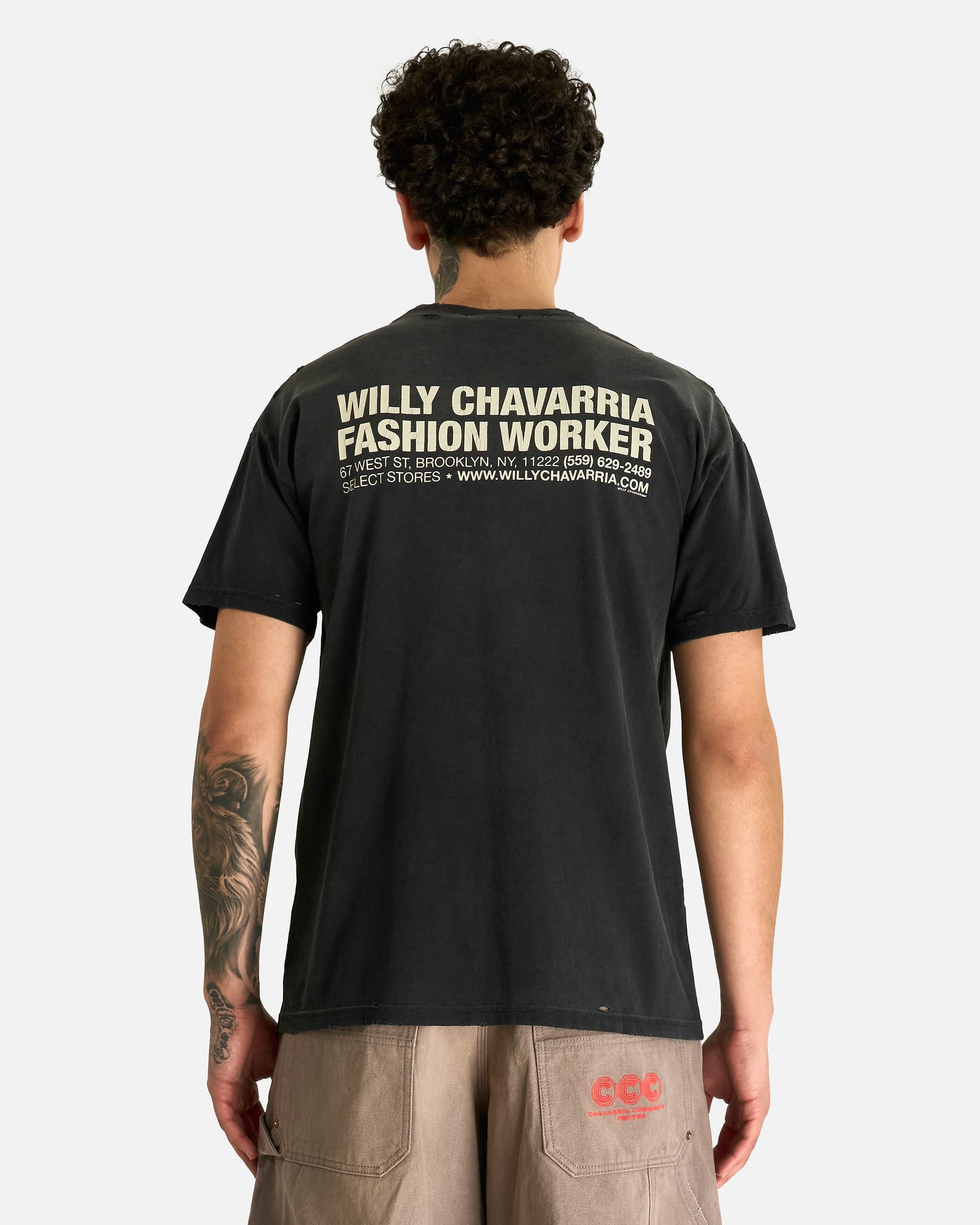 Willy Chavarria Men's T-shirts Fashion Worker Easy Tee in Black
