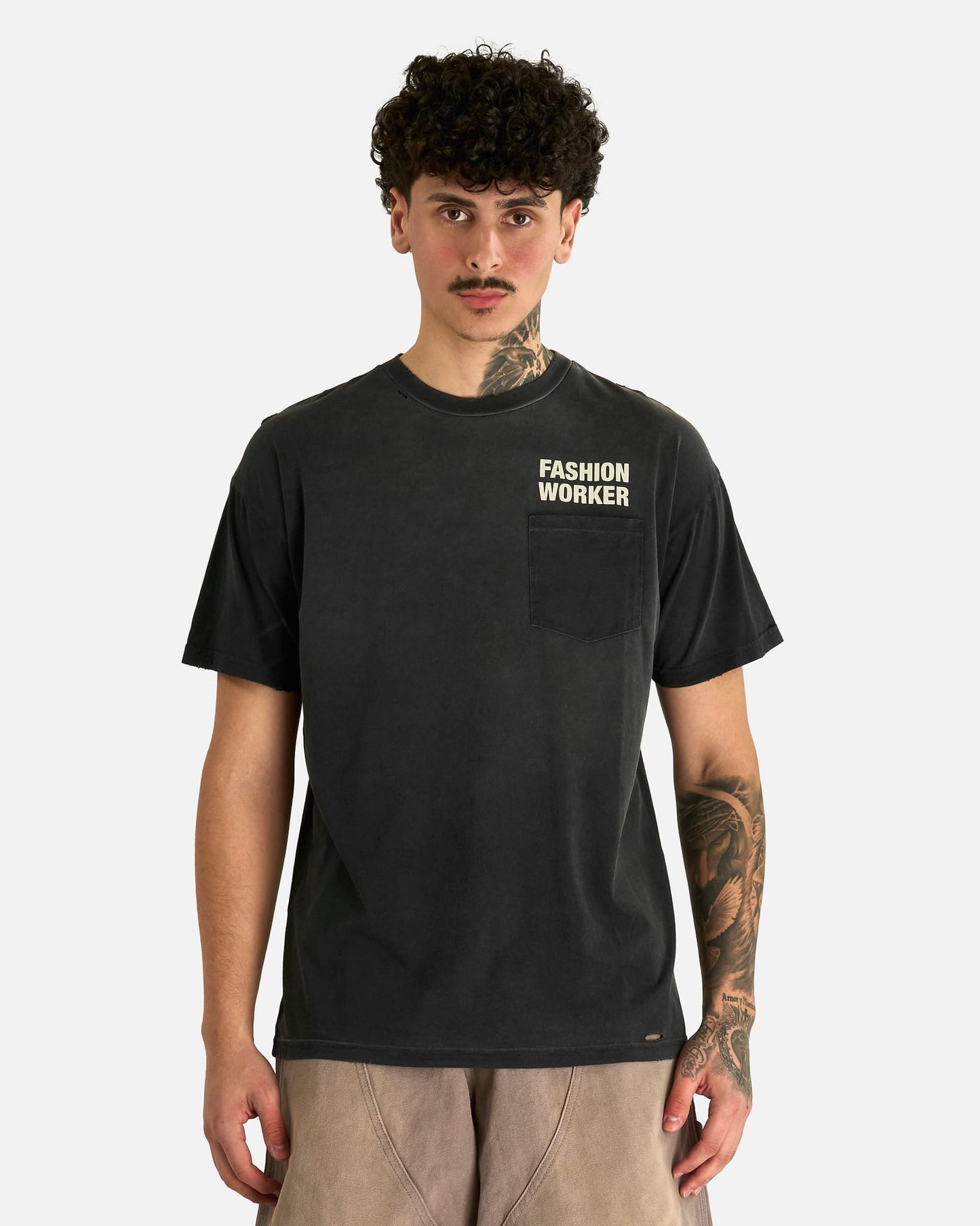 Willy Chavarria Men's T-shirts Fashion Worker Easy Tee in Black