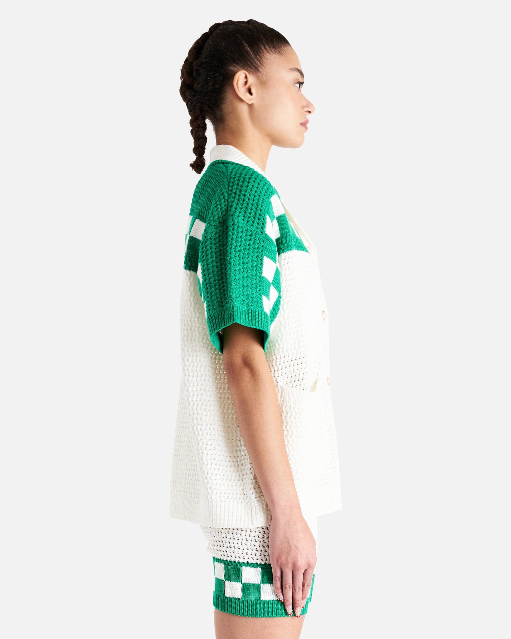 Casablanca Women Tops Faux Crochet Shirt in White/Green