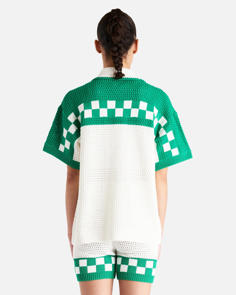 Casablanca Women Tops Faux Crochet Shirt in White/Green
