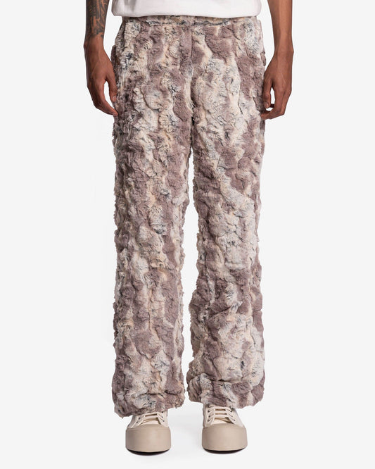 ERL Men's Pants Faux Fur Woven Pants in Beige