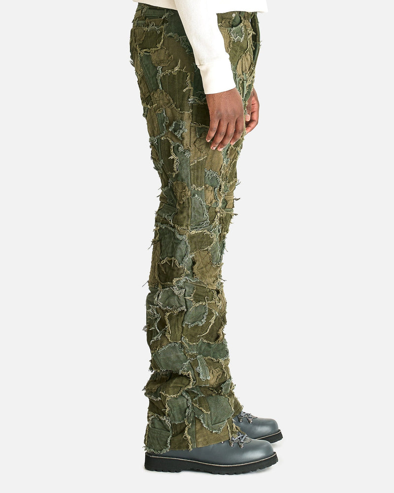 Who Decides War Men's Jeans Field Camo Moto Pants in Olive