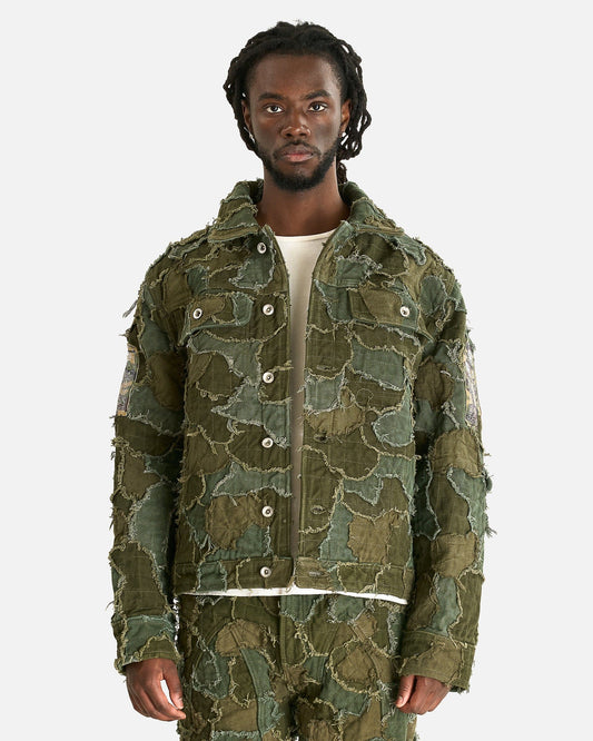 Who Decides War Men's Jackets Field Camo Trucker Jacket in Olive