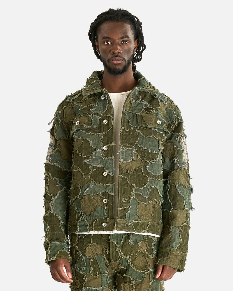 Who Decides War Men's Jackets Field Camo Trucker Jacket in Olive