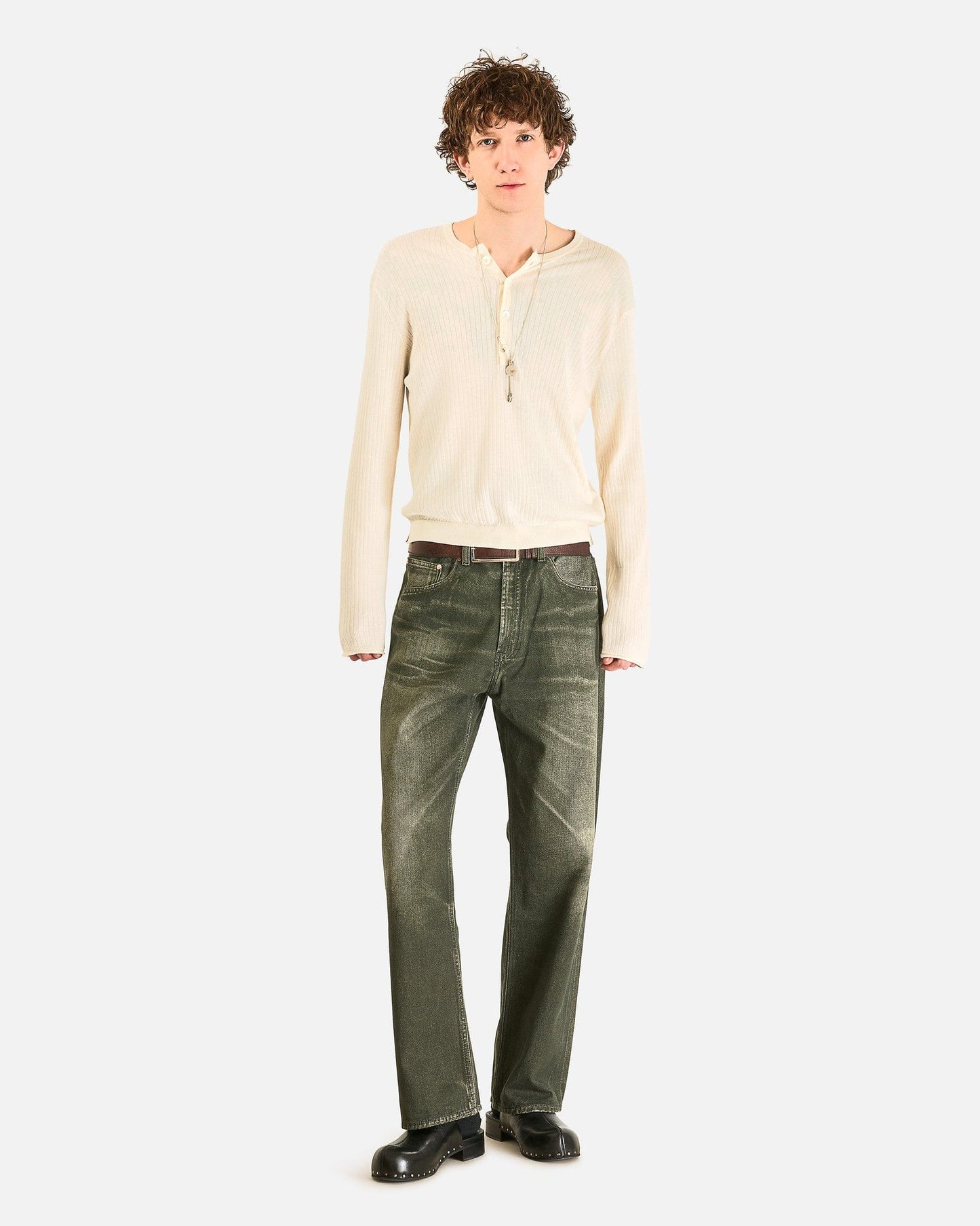 Our Legacy Men's Shirts Fine Henley in Ivory