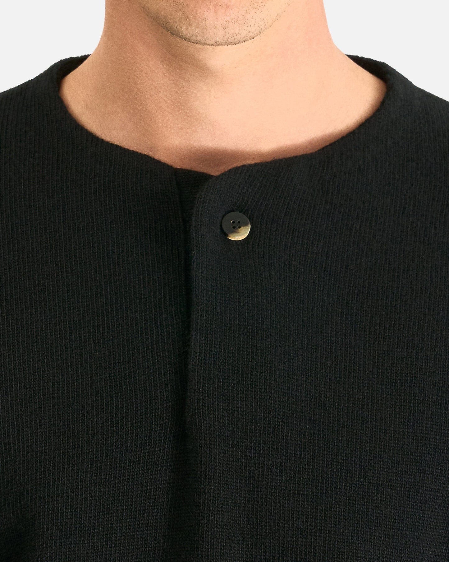 Fear of God Men's Knitwear Fine Knit Henley in Black