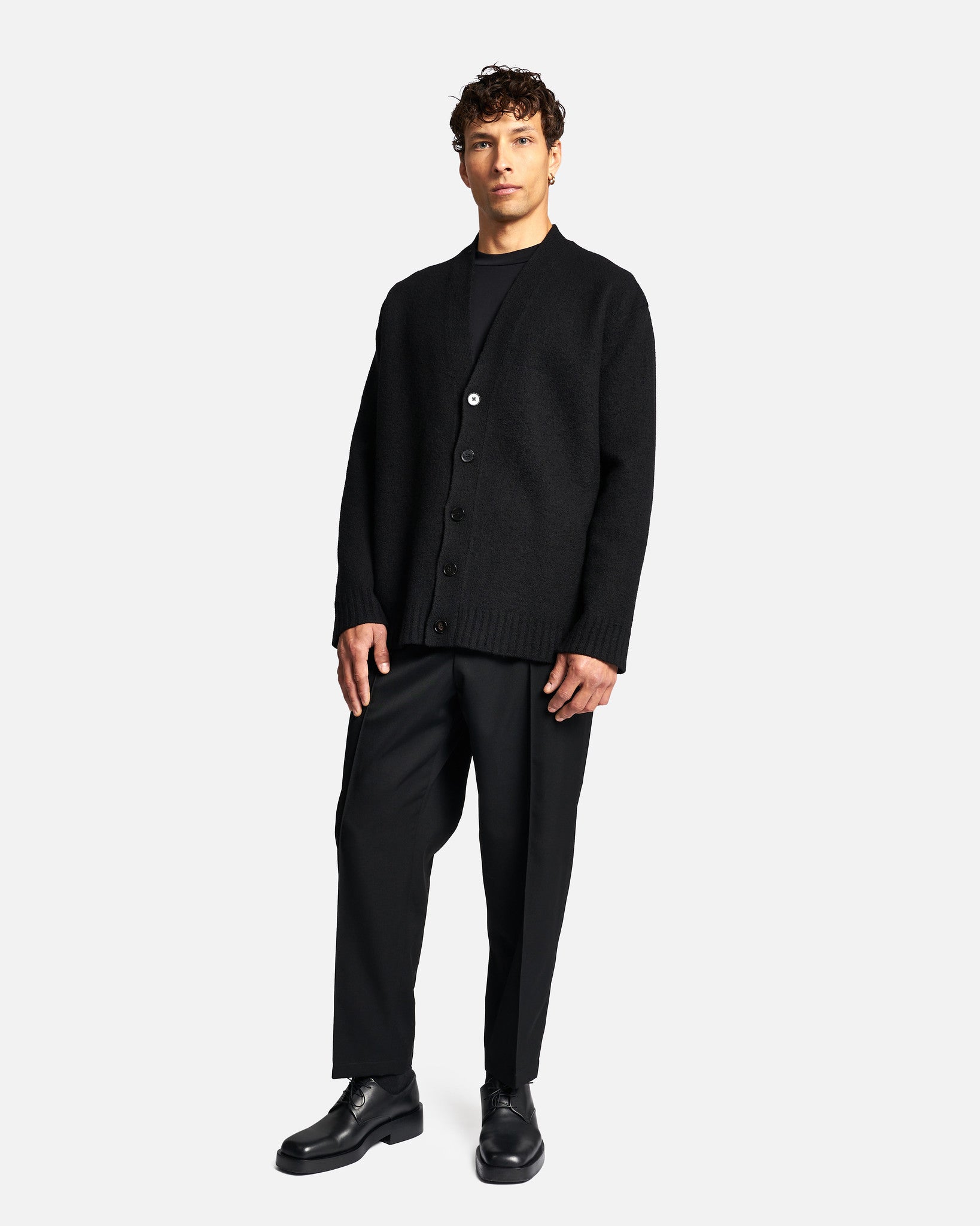 Jil Sander Men's Jackets Fine Merino Wool Cardigan in Black