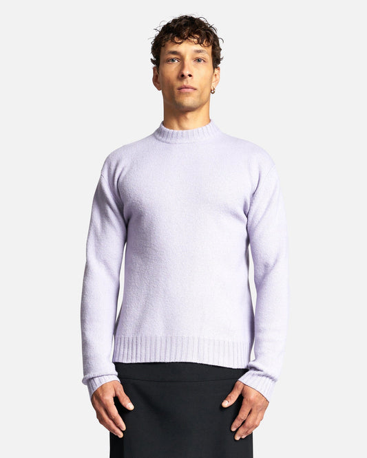 Jil Sander Men Sweaters Fine Merino Wool Sweater in Light Lilac