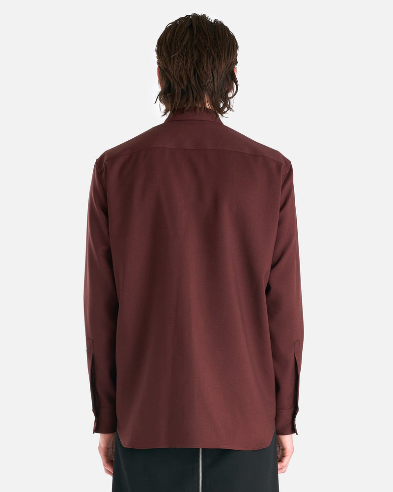 Jil Sander Men's Shirts Fine Wool Gabardine Shirt in Dark Brown