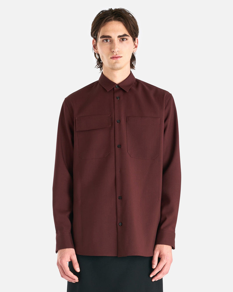 Fine Wool Gabardine Shirt in Dark Brown – SVRN