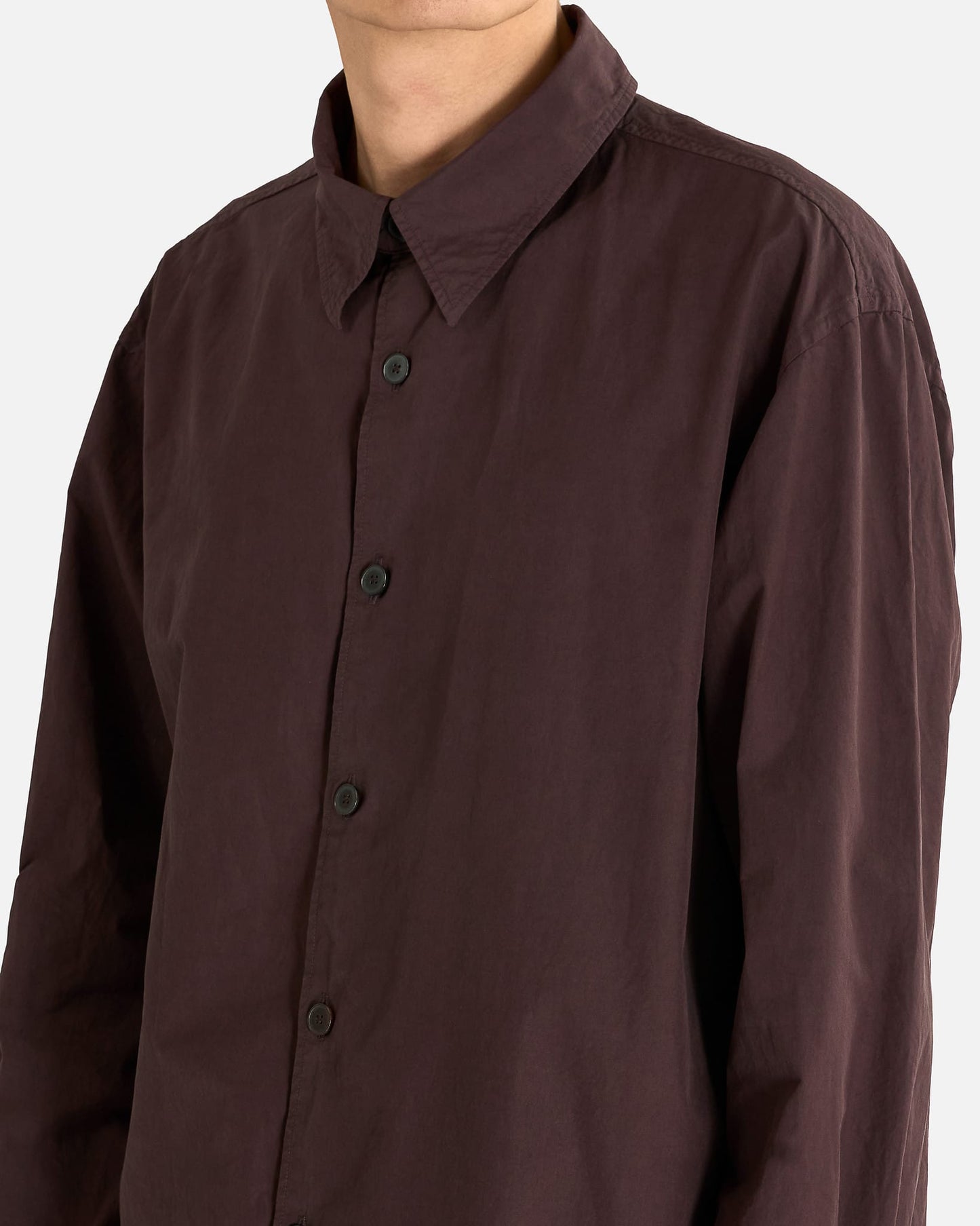 Auralee Men's Shirts Finx Shuttle Weather Shirt in Dark Brown