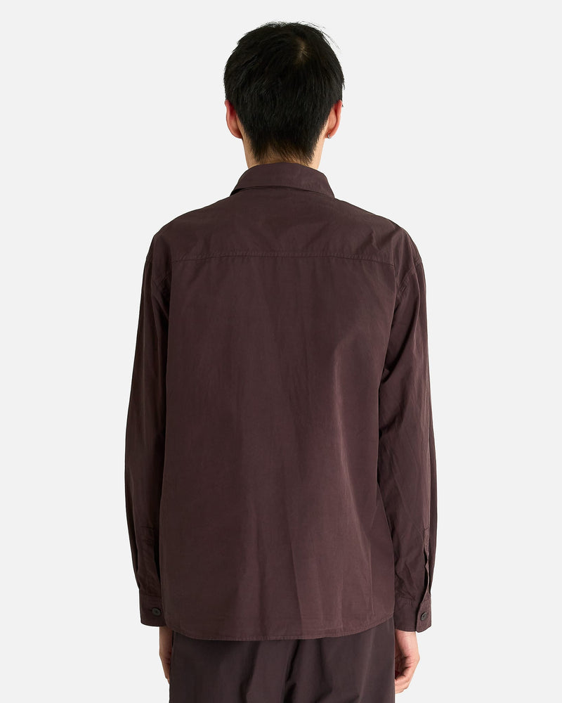 Auralee Men's Shirts Finx Shuttle Weather Shirt in Dark Brown