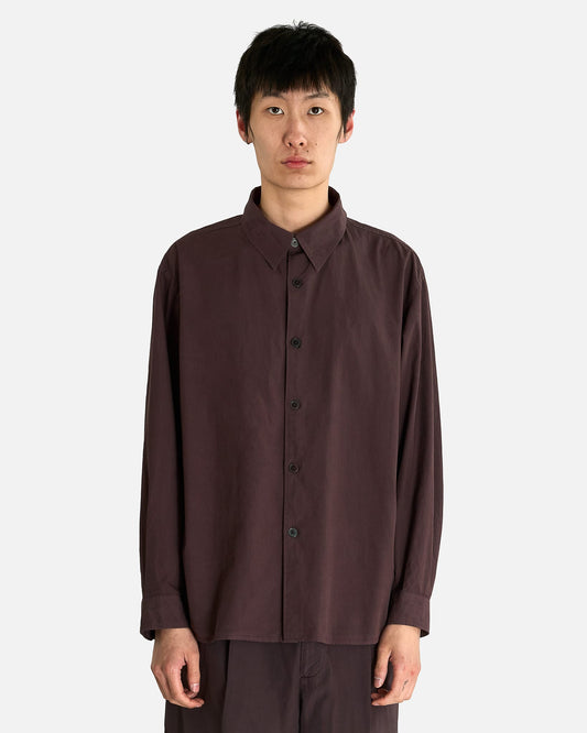 Auralee Men's Shirts Finx Shuttle Weather Shirt in Dark Brown