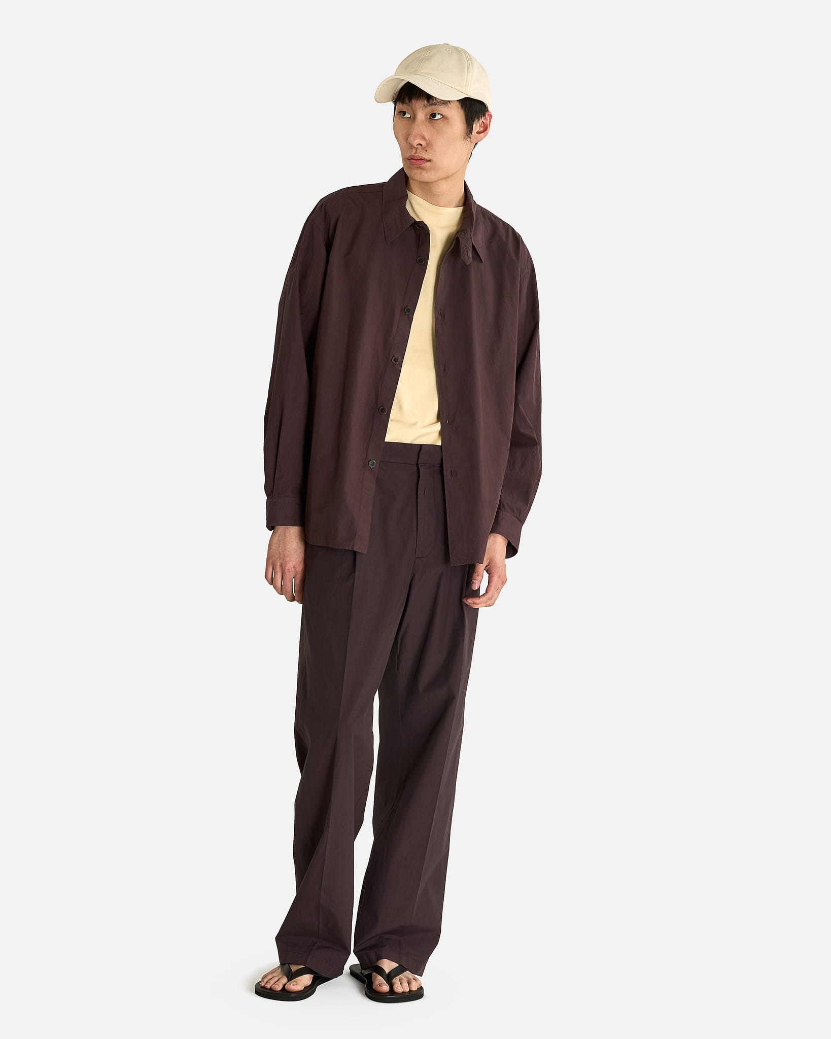 Auralee Men's Shirts Finx Shuttle Weather Shirt in Dark Brown