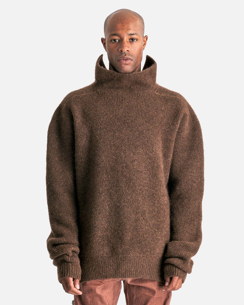 R828.5 Rick Owens ニットネックウォーマー ブラウン fisherman-tabard-in-brown-men-