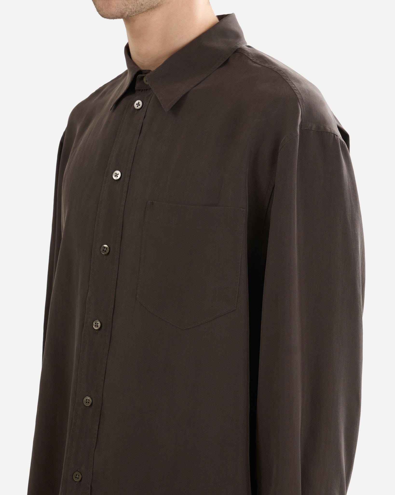 The Row Men's Shirts Fiska Shirt in Dark Brown