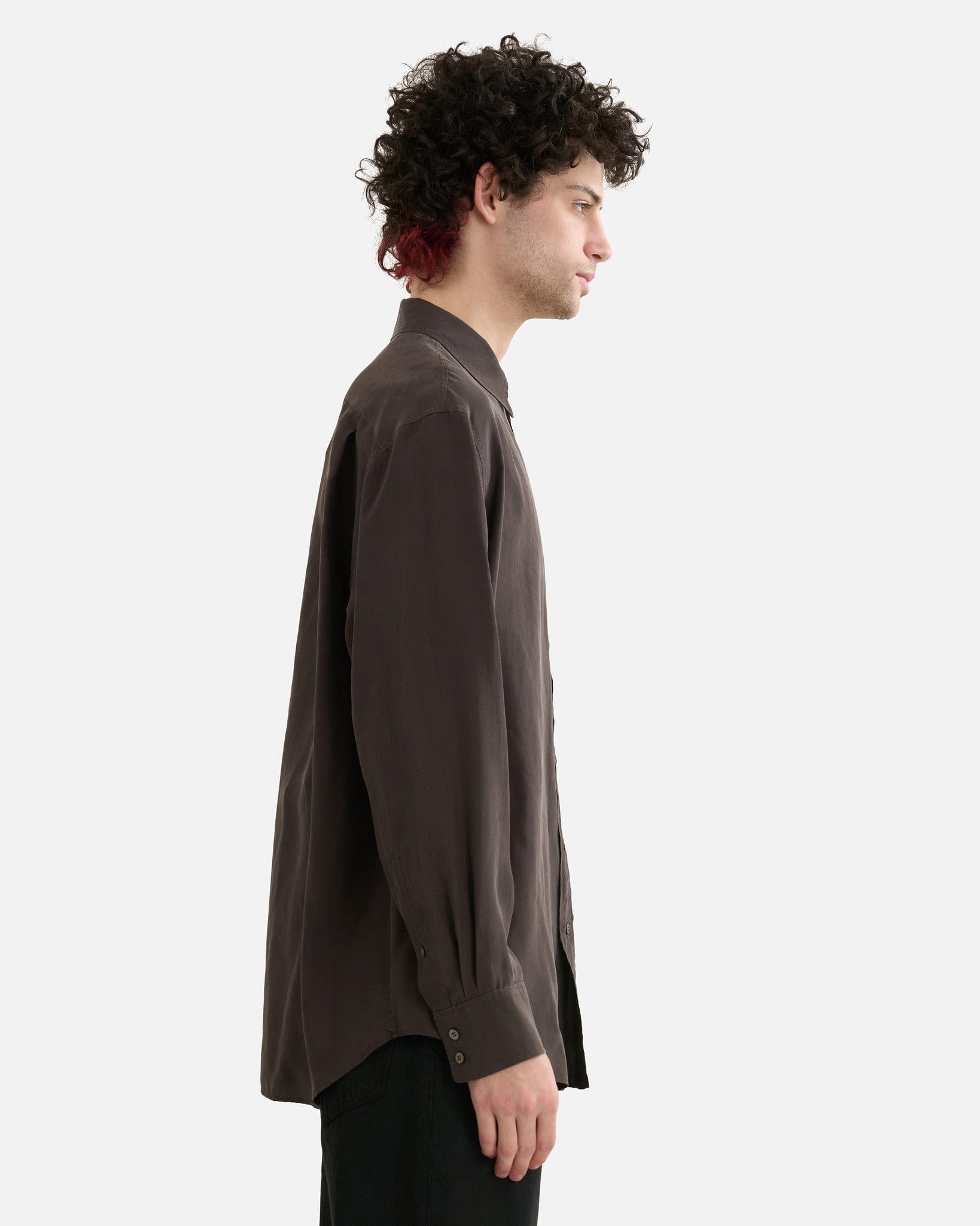 The Row Men's Shirts Fiska Shirt in Dark Brown