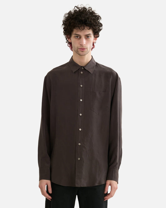 The Row Men's Shirts Fiska Shirt in Dark Brown