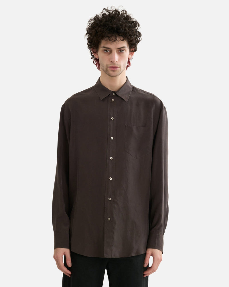 The Row Men's Shirts Fiska Shirt in Dark Brown