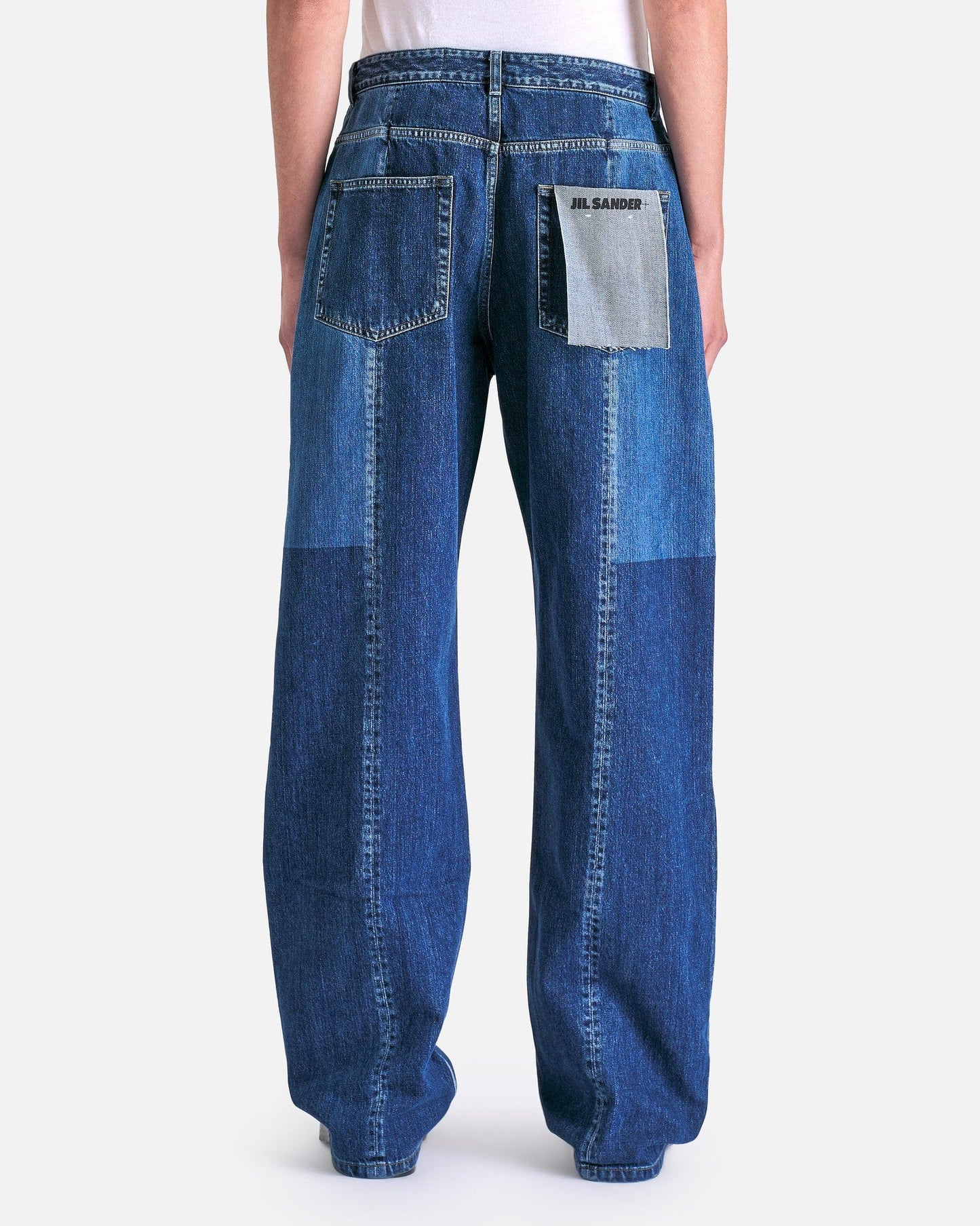 Jil Sander Men's Jeans Five Pocket Washed Raw Denim in Cobalt Light Blue