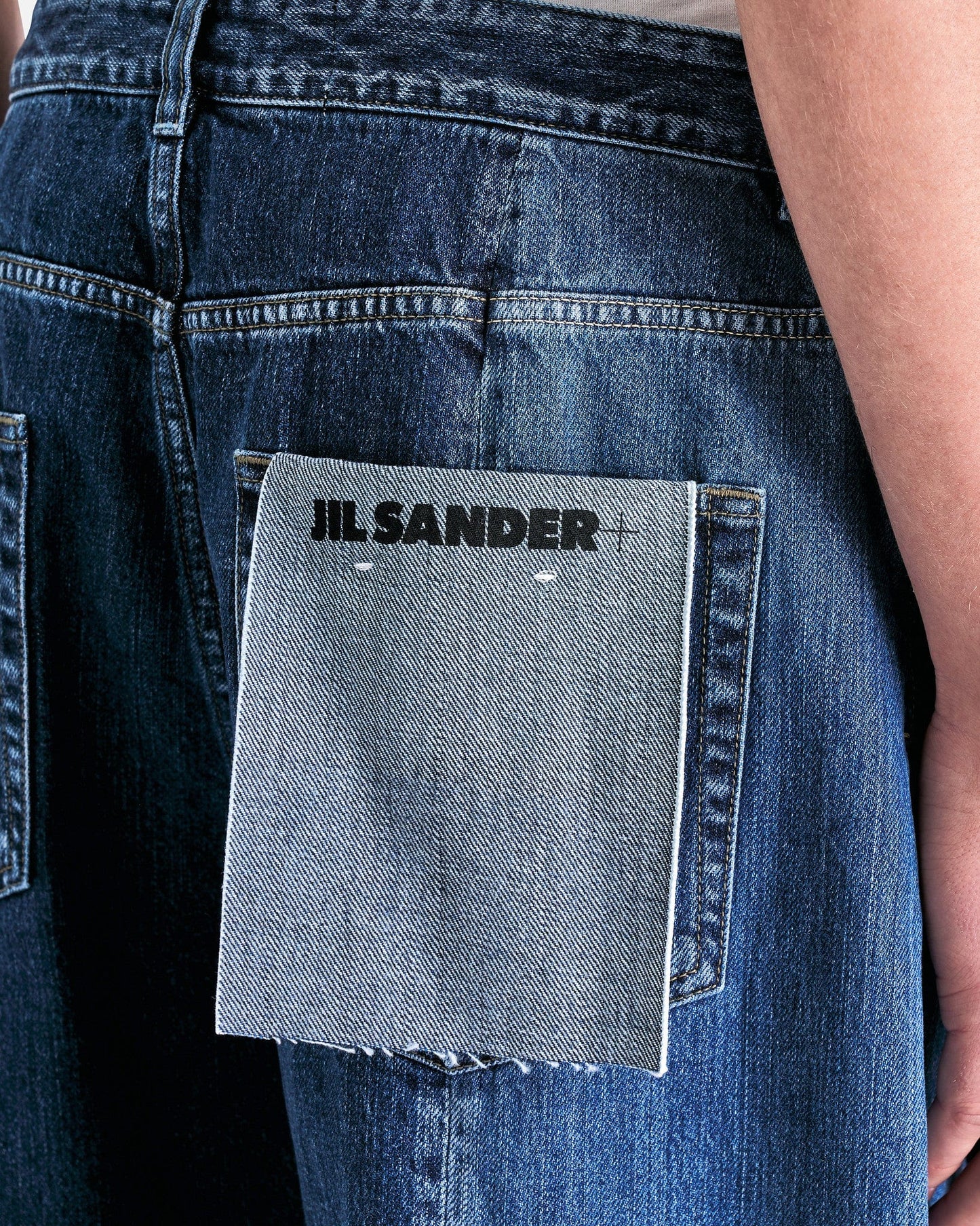Jil Sander Men's Jeans Five Pocket Washed Raw Denim in Cobalt Light Blue
