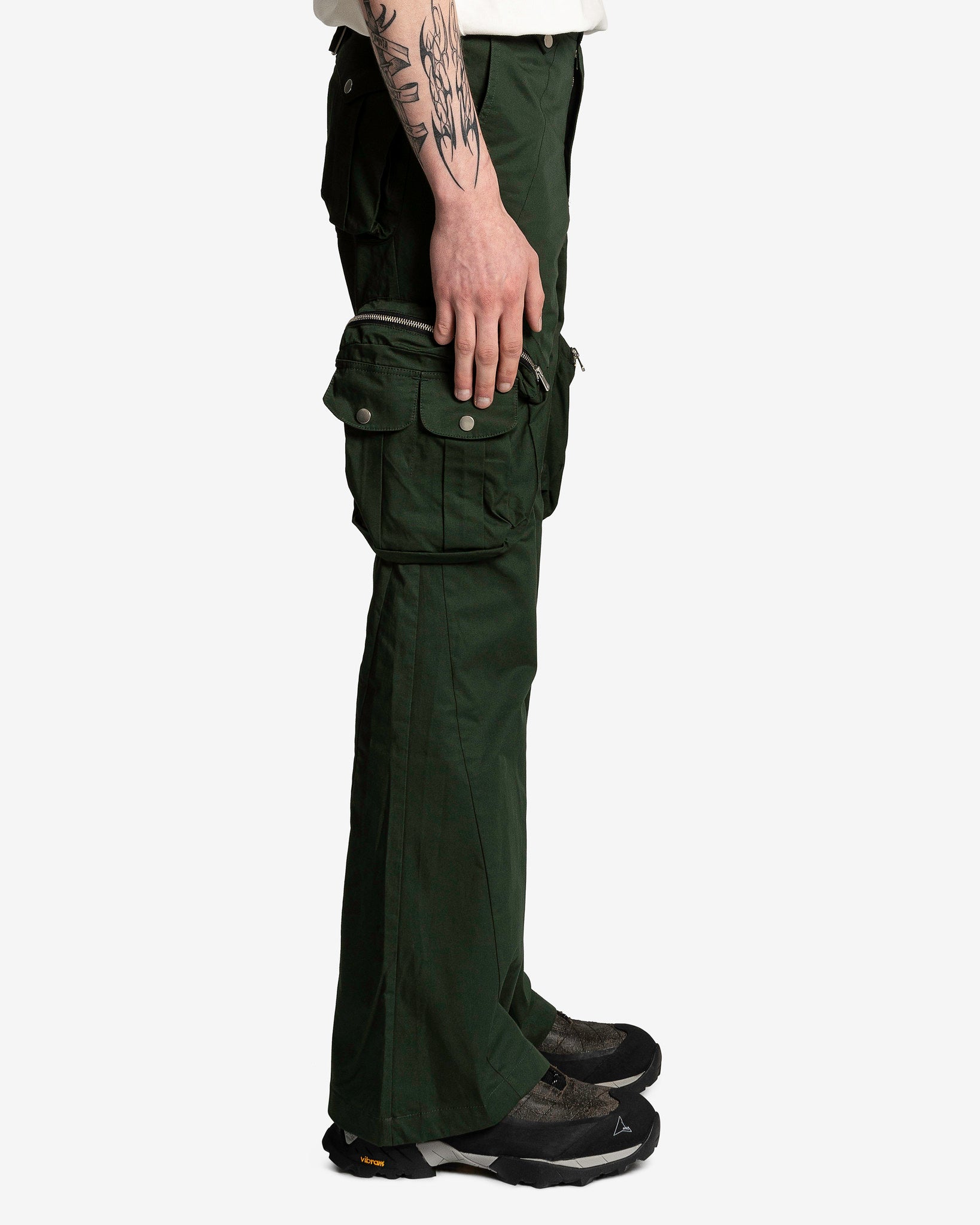 FFFPOSTALSERVICE Men's Pants Flare Cargo V2.5 in Hunter Green