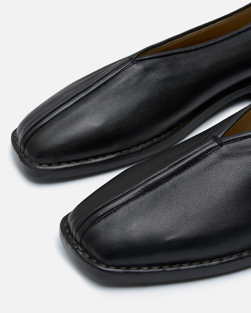 LEMAIRE Men's Shoes Flat Piped Slippers in Black/Dark Chocolate