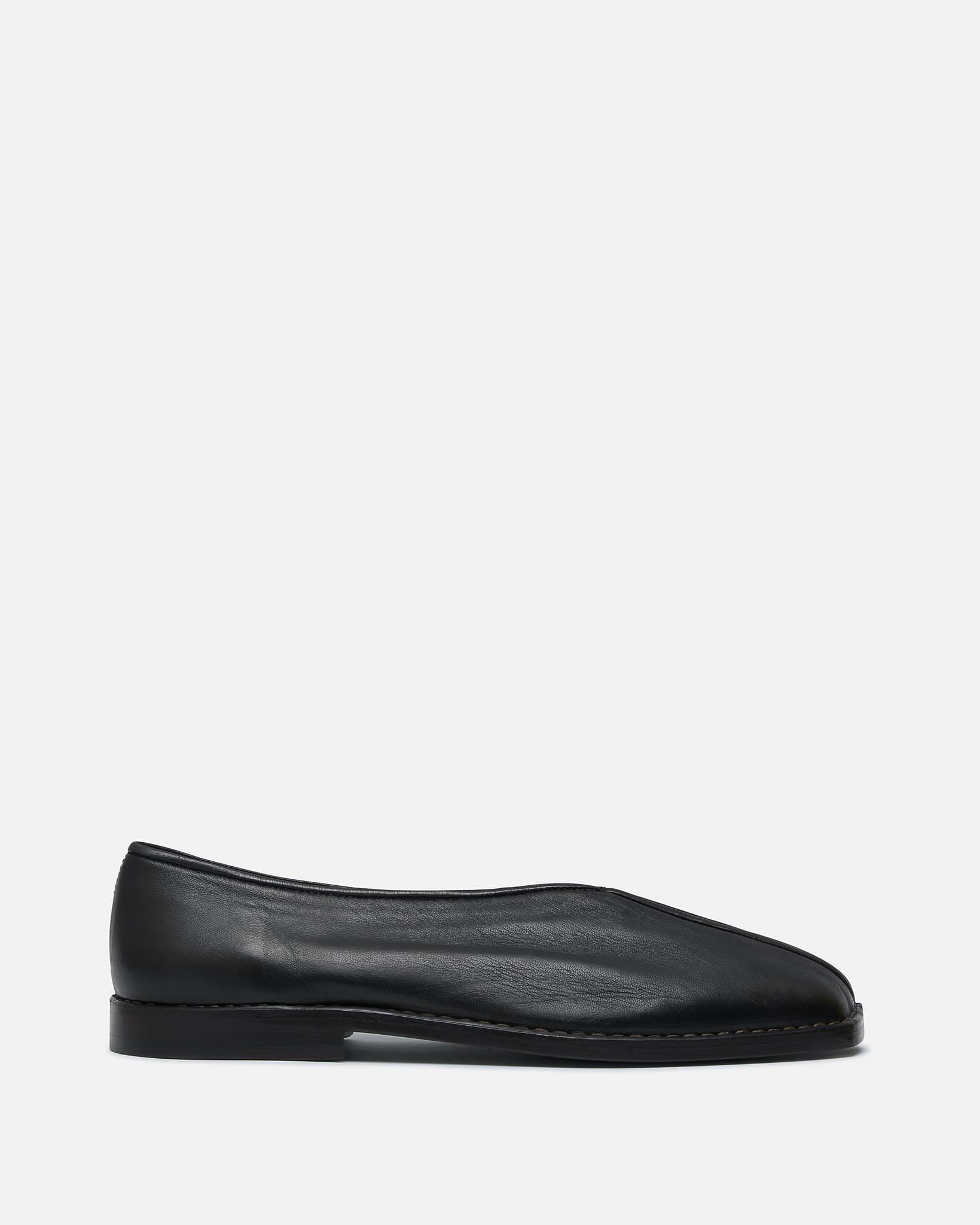 LEMAIRE Men's Shoes Flat Piped Slippers in Black/Dark Chocolate