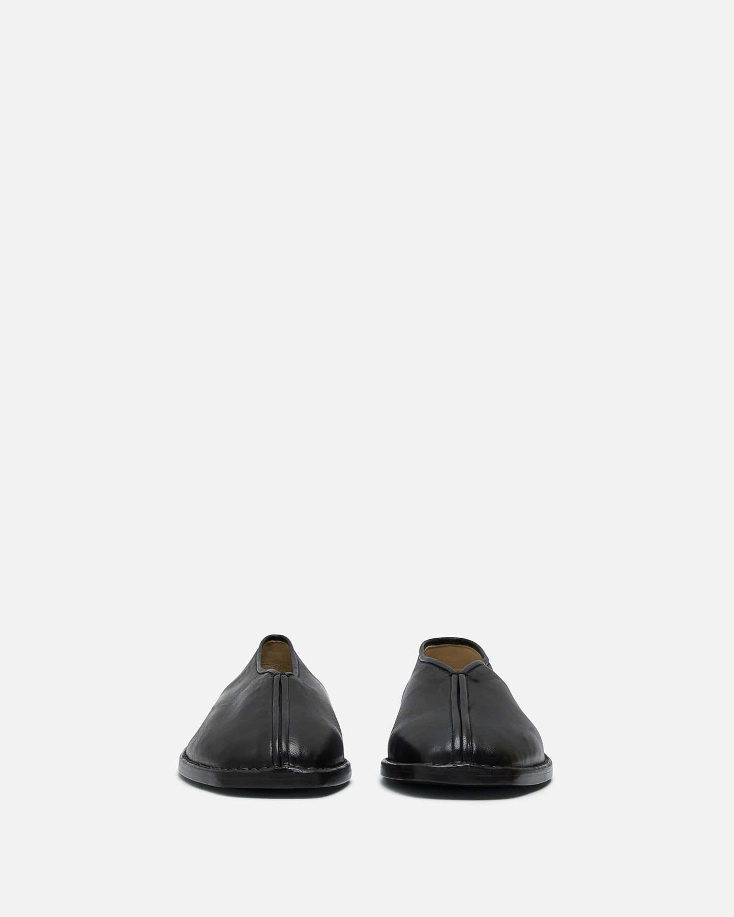 LEMAIRE Men's Shoes Flat Piped Slippers in Black/Dark Chocolate