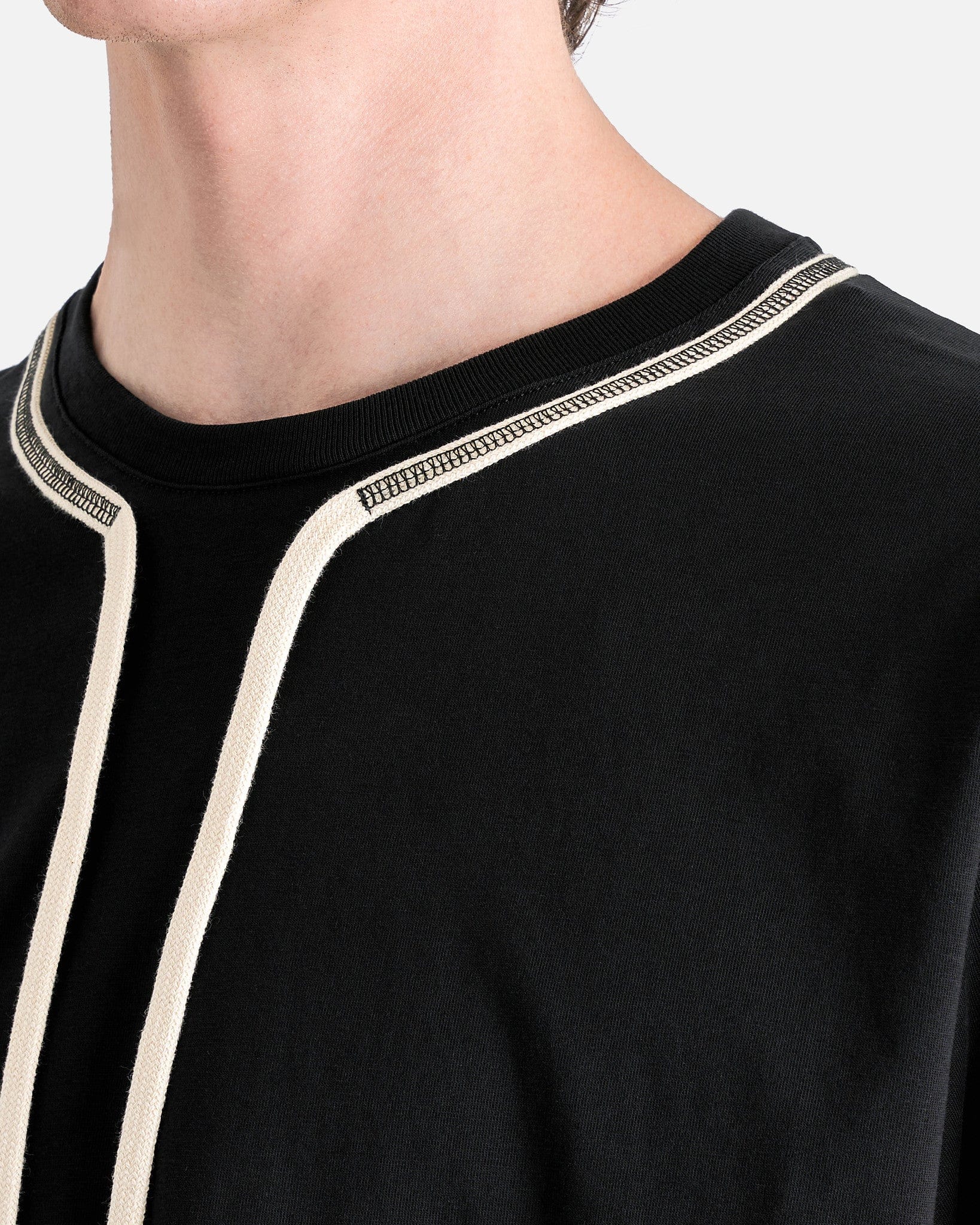 Craig Green Men's T-Shirts Flatlock Lace T-Shirt in Black/Cream