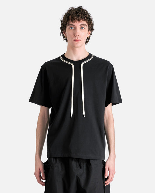 Craig Green Men's T-Shirts Flatlock Lace T-Shirt in Black/Cream