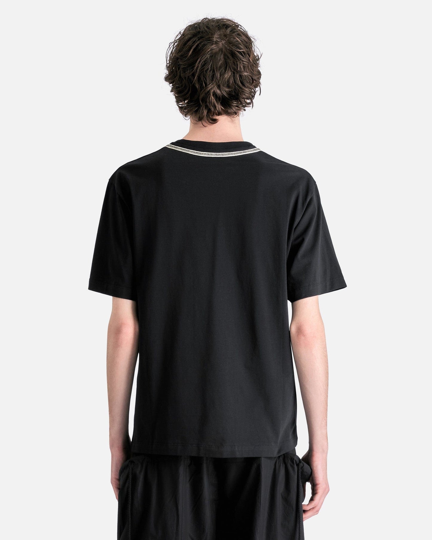 Craig Green Men's T-Shirts Flatlock Lace T-Shirt in Black/Cream