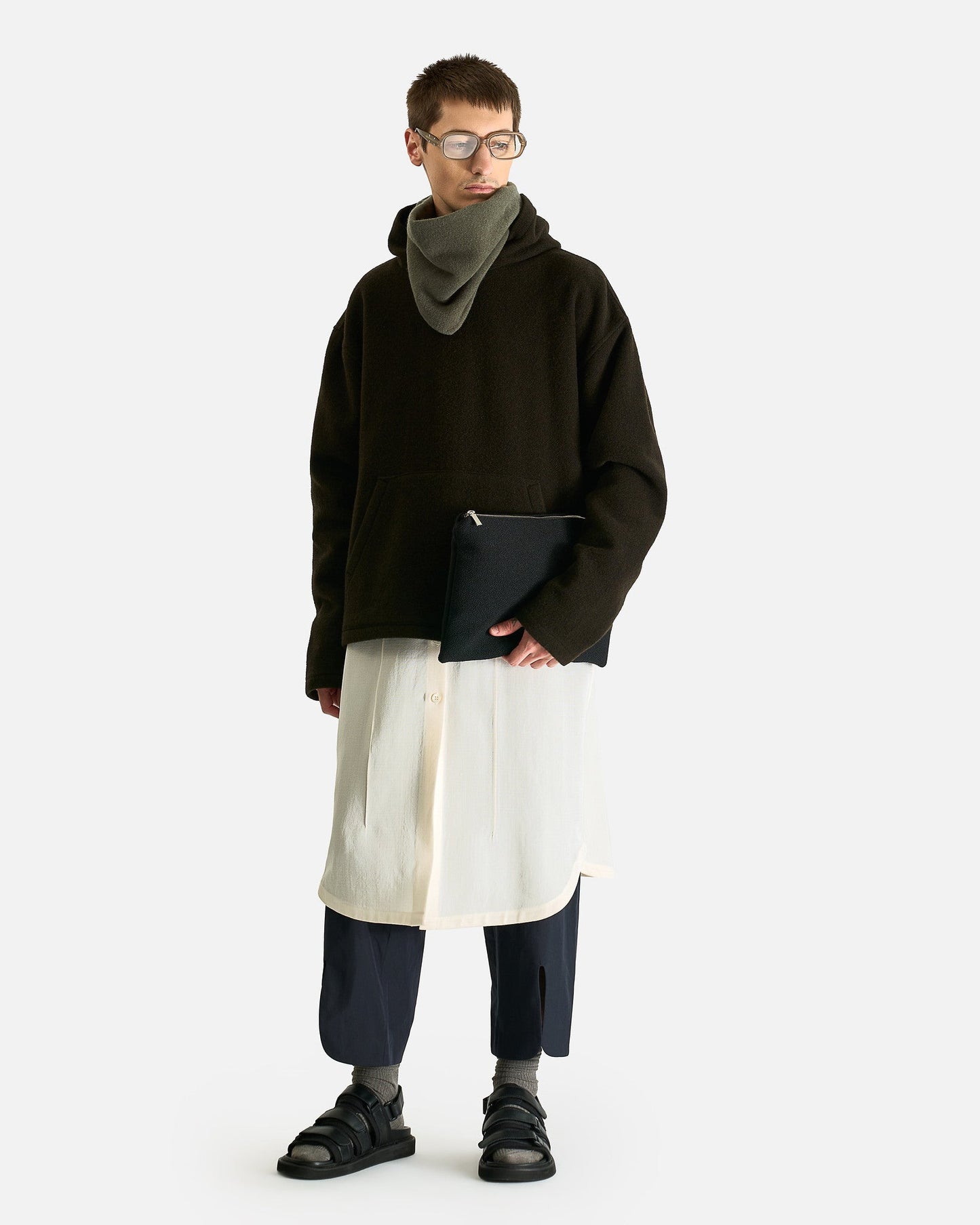 Rier Men Sweaters Fleece Hoodie in Tourbe