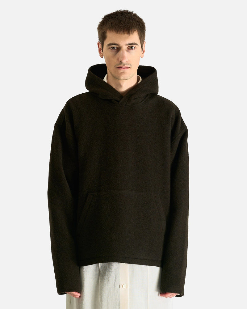 Rier Men Sweaters Fleece Hoodie in Tourbe