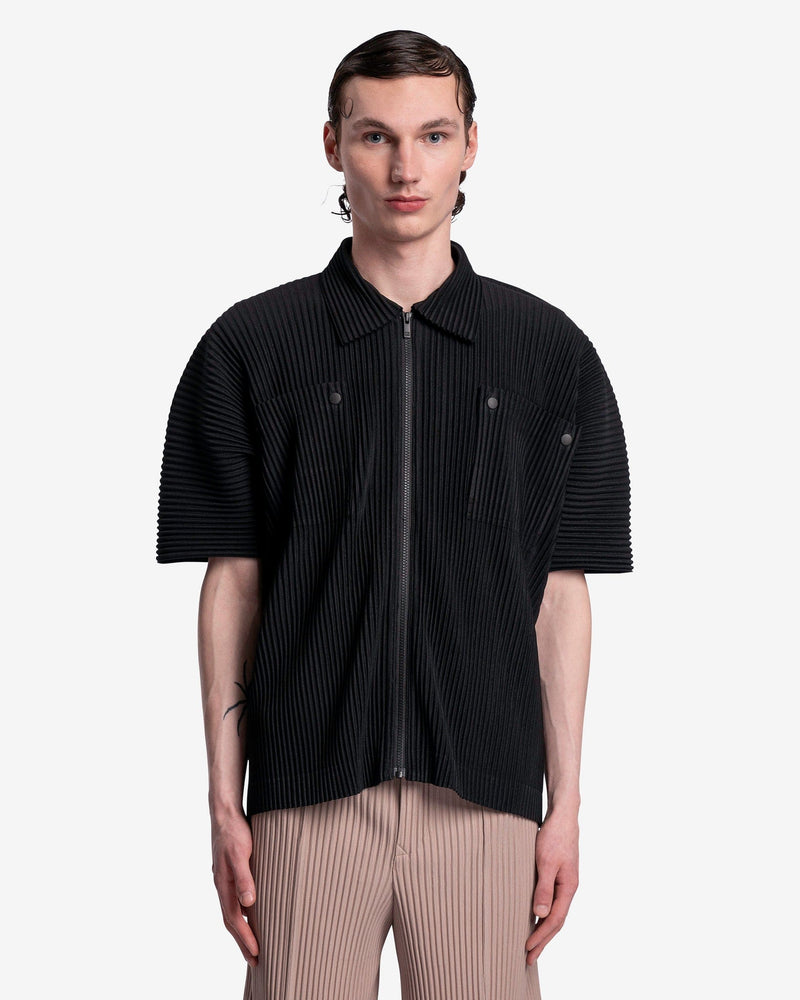 Homme Plissé Issey Miyake Men's Shirts Flip Shirt in Black