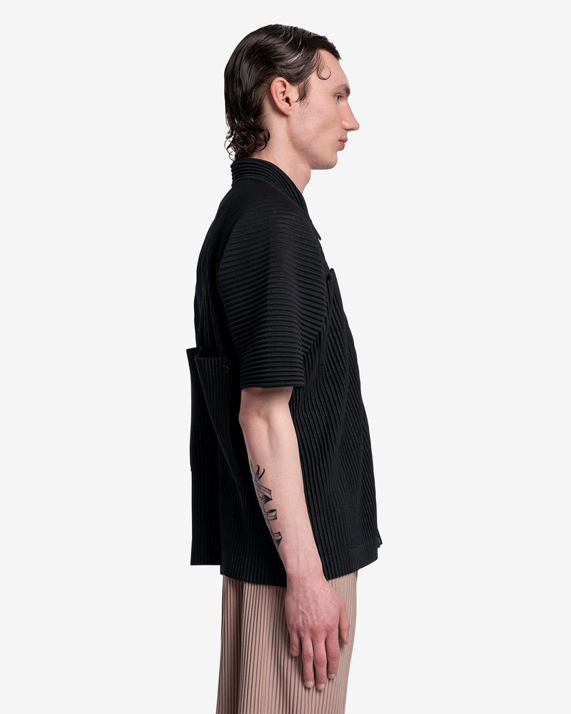 Homme Plissé Issey Miyake Men's Shirts Flip Shirt in Black