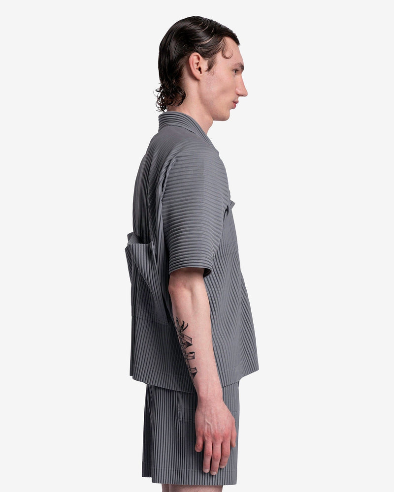 Homme Plissé Issey Miyake Men's Shirts Flip Shirt in Moss Grey