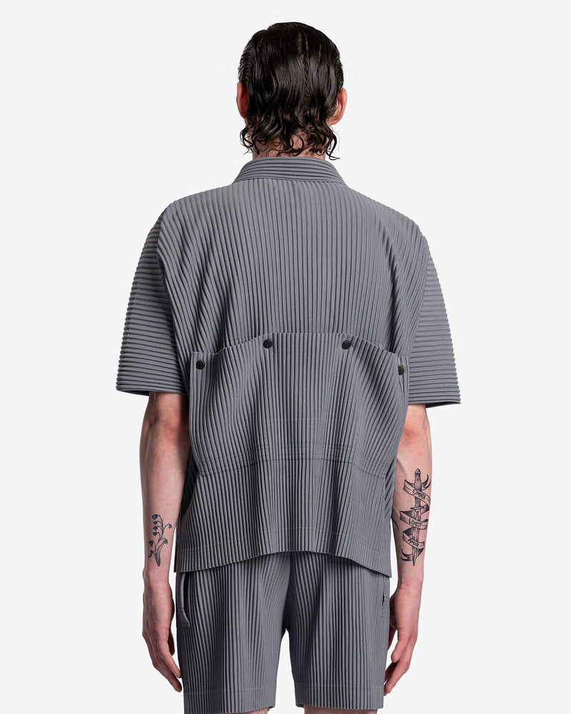 Homme Plissé Issey Miyake Men's Shirts Flip Shirt in Moss Grey