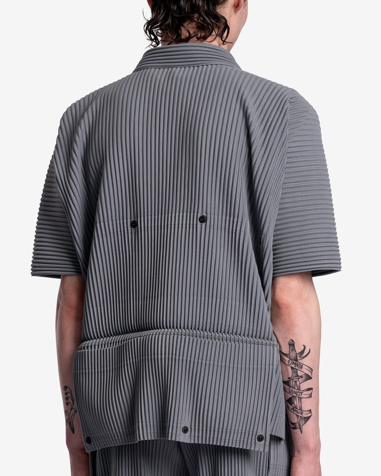 Homme Plissé Issey Miyake Men's Shirts Flip Shirt in Moss Grey