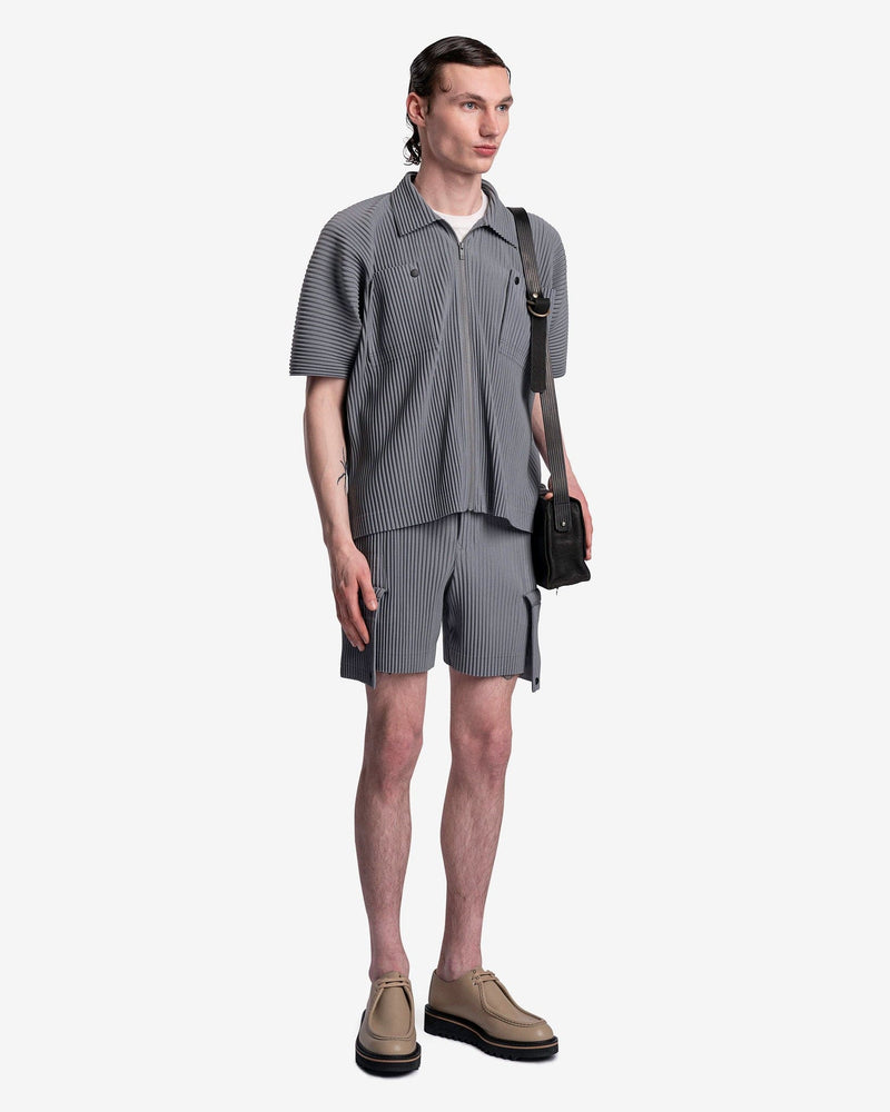 Homme Plissé Issey Miyake Men's Shirts Flip Shirt in Moss Grey