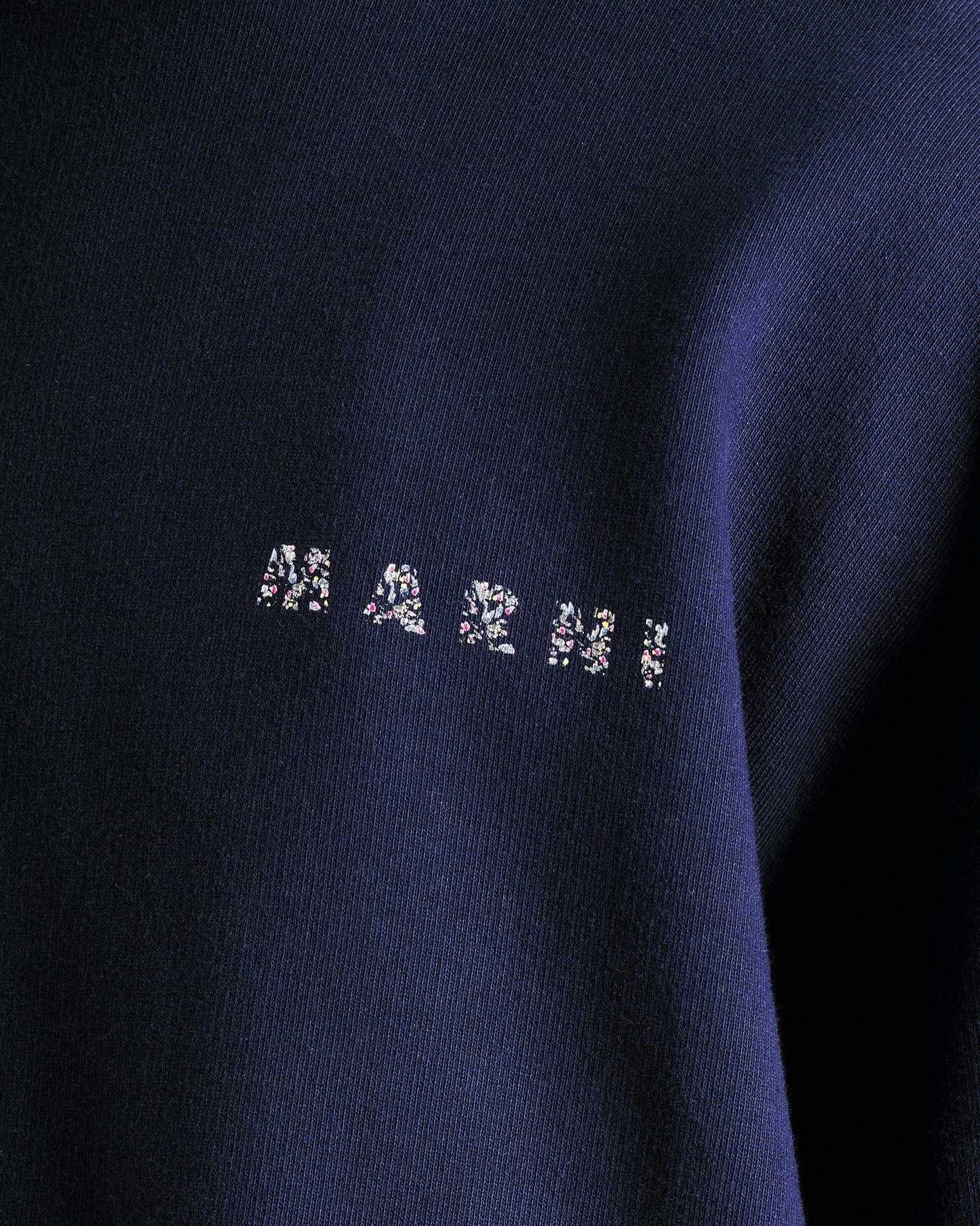 Marni Men's Sweatshirts Floral Logo Loopback Hoodie in Blue Kyanite