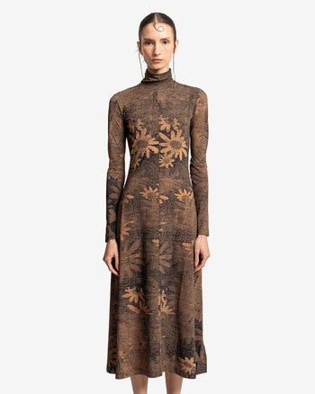 Floral Print Dress in Tan/Black  SVRN