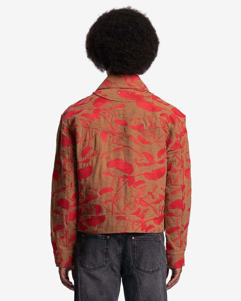 Andersson Bell Men's Jackets Flower Embroidery Zip-Up Jacket in Beige