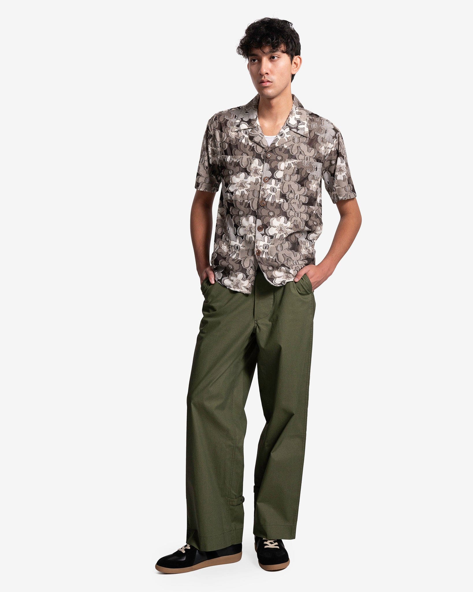 Andersson Bell Men's Shirts Flower Knit Shirt in Khaki