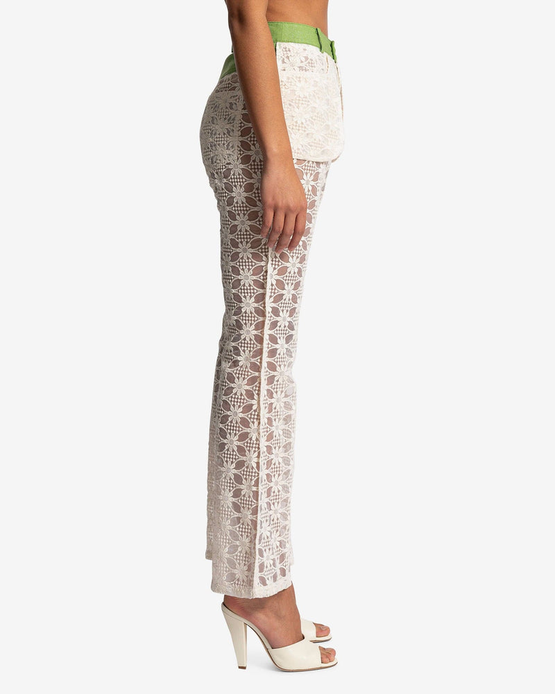 Andersson Bell Women Pants Flower See-Through Trousers in Ivory